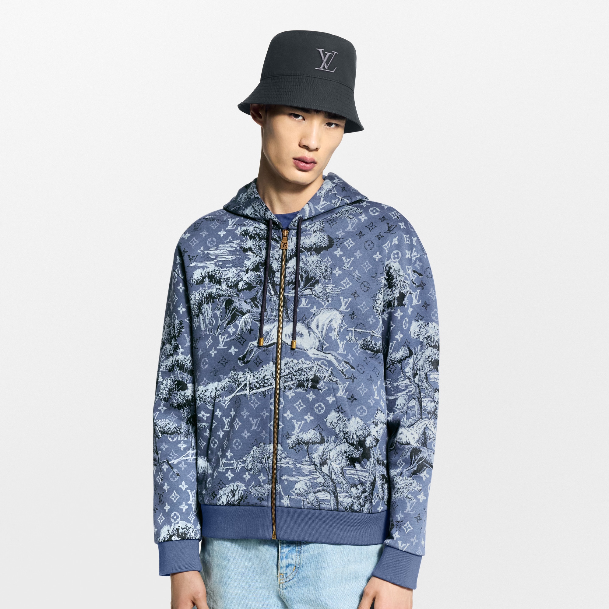 Monogram Jacquard Zipped Hoodie - For Men | LOUIS VUITTON